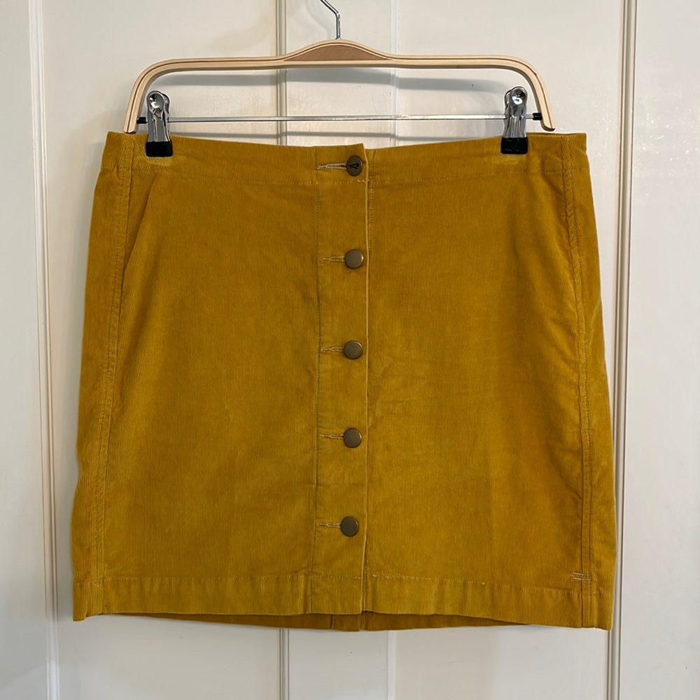Toad&Co. button down yellow corduroy mini skirt